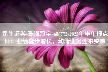 民生证券-珠海冠宇-688772-2025年半年报点评：业绩稳步增长，动储业务迎来突破