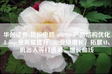 华创证券-世运电路-603920-产品结构优化&业务量提升25H1业绩增长，拓展AI、机器人等打造第二增长曲线