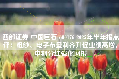 西部证券-中国巨石-600176-2025年半年报点评：粗纱、电子布量利齐升促业绩高增，中期分红强化回报
