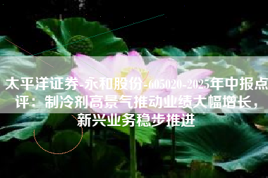 太平洋证券-永和股份-605020-2025年中报点评：制冷剂高景气推动业绩大幅增长，新兴业务稳步推进