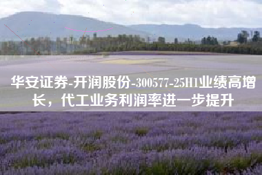 华安证券-开润股份-300577-25H1业绩高增长，代工业务利润率进一步提升