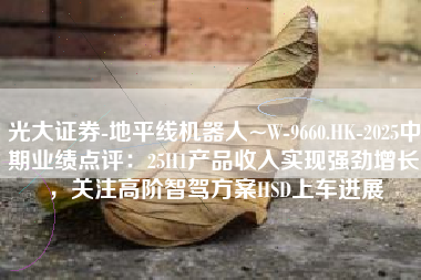 光大证券-地平线机器人~W-9660.HK-2025中期业绩点评：25H1产品收入实现强劲增长，关注高阶智驾方案HSD上车进展