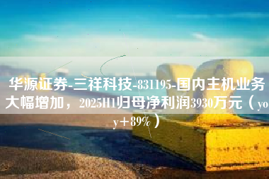 华源证券-三祥科技-831195-国内主机业务大幅增加，2025H1归母净利润3930万元（yoy+89%）