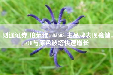 财通证券-珀莱雅-603605-主品牌表现稳健，OR与原色波塔快速增长