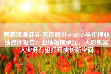 国泰海通证券-龙溪股份-600592-半年报业绩点评报告：业绩短期承压，人形机器人业务有望打开成长新空间