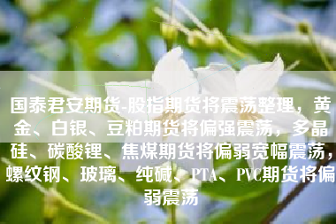 国泰君安期货-股指期货将震荡整理，黄金、白银、豆粕期货将偏强震荡，多晶硅、碳酸锂、焦煤期货将偏弱宽幅震荡，螺纹钢、玻璃、纯碱、PTA、PVC期货将偏弱震荡