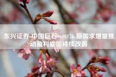 东兴证券-中国巨石-600176-新需求增量推动盈利底部持续改善