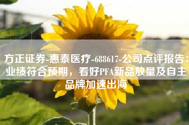 方正证券-惠泰医疗-688617-公司点评报告：业绩符合预期，看好PFA新品放量及自主品牌加速出海