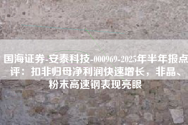 国海证券-安泰科技-000969-2025年半年报点评：扣非归母净利润快速增长，非晶、粉末高速钢表现亮眼