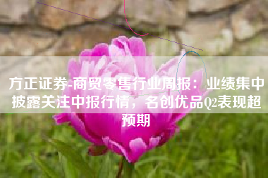 方正证券-商贸零售行业周报：业绩集中披露关注中报行情，名创优品Q2表现超预期