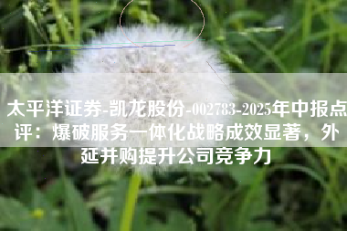 太平洋证券-凯龙股份-002783-2025年中报点评：爆破服务一体化战略成效显著，外延并购提升公司竞争力