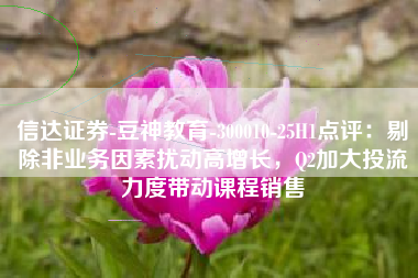信达证券-豆神教育-300010-25H1点评：剔除非业务因素扰动高增长，Q2加大投流力度带动课程销售