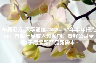 东吴证券-天孚通信-300394-2025年半年报点评：有源产品收入超预期，看好公司受益于后续新产品新需求