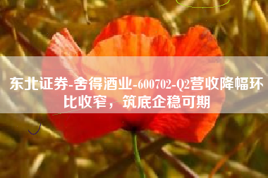 东北证券-舍得酒业-600702-Q2营收降幅环比收窄，筑底企稳可期