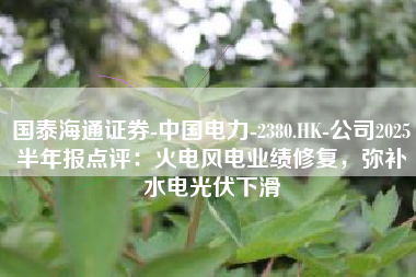 国泰海通证券-中国电力-2380.HK-公司2025半年报点评：火电风电业绩修复，弥补水电光伏下滑