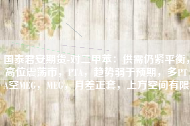 国泰君安期货-对二甲苯：供需仍紧平衡，高位震荡市，PTA，趋势弱于预期，多PTA空MEG，MEG，月差正套，上方空间有限