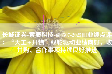 长城证券-索辰科技-688507-2025H1业绩点评：“天工+开物”双轮驱动业绩向好，收并购、合作事项持续良好推进