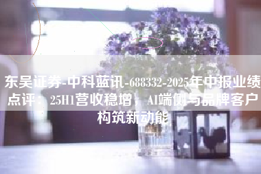 东吴证券-中科蓝讯-688332-2025年中报业绩点评：25H1营收稳增，AI端侧与品牌客户构筑新动能