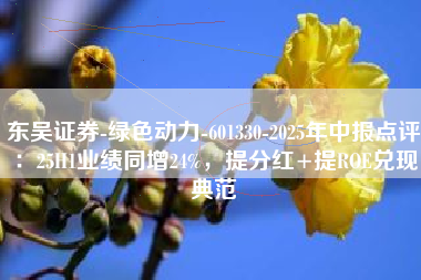 东吴证券-绿色动力-601330-2025年中报点评：25H1业绩同增24%，提分红+提ROE兑现典范