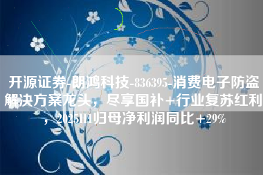 开源证券-朗鸿科技-836395-消费电子防盗解决方案龙头，尽享国补+行业复苏红利，2025H1归母净利润同比+29%