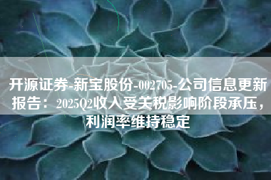 开源证券-新宝股份-002705-公司信息更新报告：2025Q2收入受关税影响阶段承压，利润率维持稳定