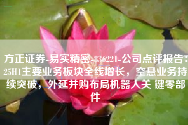 方正证券-易实精密-836221-公司点评报告：25H1主要业务板块全线增长，空悬业务持续突破，外延并购布局机器人关 键零部件
