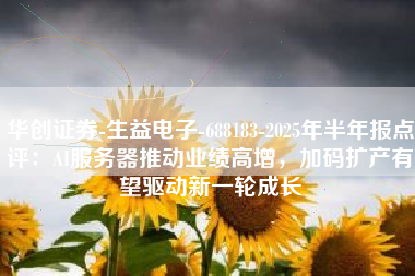华创证券-生益电子-688183-2025年半年报点评：AI服务器推动业绩高增，加码扩产有望驱动新一轮成长