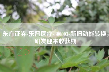 东方证券-乐普医疗-300003-新旧动能转换，研发迎来收获期