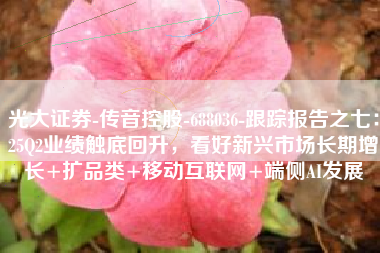 光大证券-传音控股-688036-跟踪报告之七：25Q2业绩触底回升，看好新兴市场长期增长+扩品类+移动互联网+端侧AI发展
