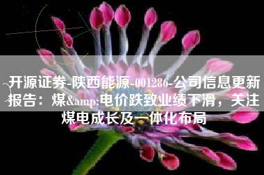 开源证券-陕西能源-001286-公司信息更新报告：煤&电价跌致业绩下滑，关注煤电成长及一体化布局
