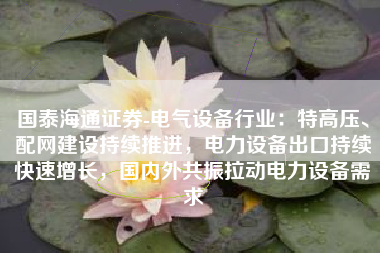 国泰海通证券-电气设备行业：特高压、配网建设持续推进，电力设备出口持续快速增长，国内外共振拉动电力设备需求
