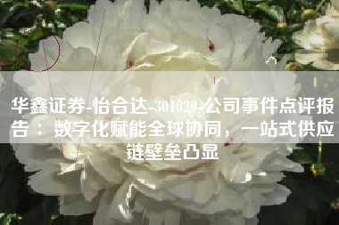 华鑫证券-怡合达-301029-公司事件点评报告 ：数字化赋能全球协同，一站式供应链壁垒凸显
