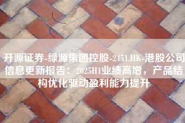 开源证券-绿源集团控股-2451.HK-港股公司信息更新报告：2025H1业绩高增，产品结构优化驱动盈利能力提升