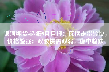 银河期货-造纸9月月报：瓦楞走货较快，价格趋强；双胶供需双弱，稳中趋跌