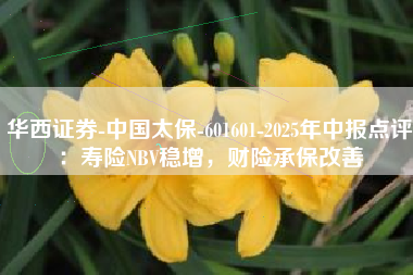 华西证券-中国太保-601601-2025年中报点评：寿险NBV稳增，财险承保改善