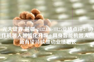 光大证券-越疆-2432.HK-1H25业绩点评：协作机器人智能化升级+具身智能机器人创新有望持续推动业绩增长