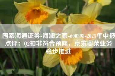 国泰海通证券-海澜之家-600398-2025年中报点评：Q2扣非符合预期，京东奥莱业务稳步推进