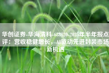 华创证券-华海清科-688120-2025年半年报点评：营收稳健增长，AI驱动先进封装市场新机遇