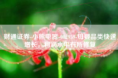 财通证券-小熊电器-002959-母婴品类快速增长，利润水平有所修复